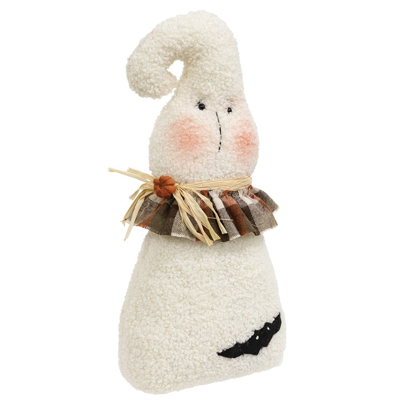 Edward the Cozy Country Halloween Ghost: Blushing Cheeks & Plaid Ruffles