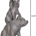 Farmhouse Gray Resin Stacked Pigs Statue, Animal Garden Accent, 14"