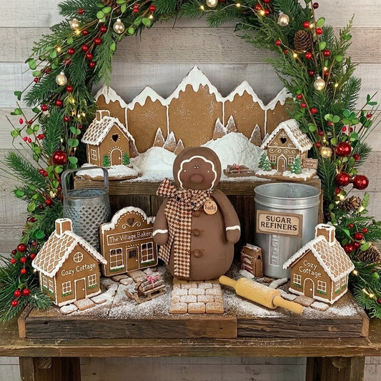 Tasty the Gingerbread Man Primitive Christmas Decor, Fabric Holiday Prim Figure