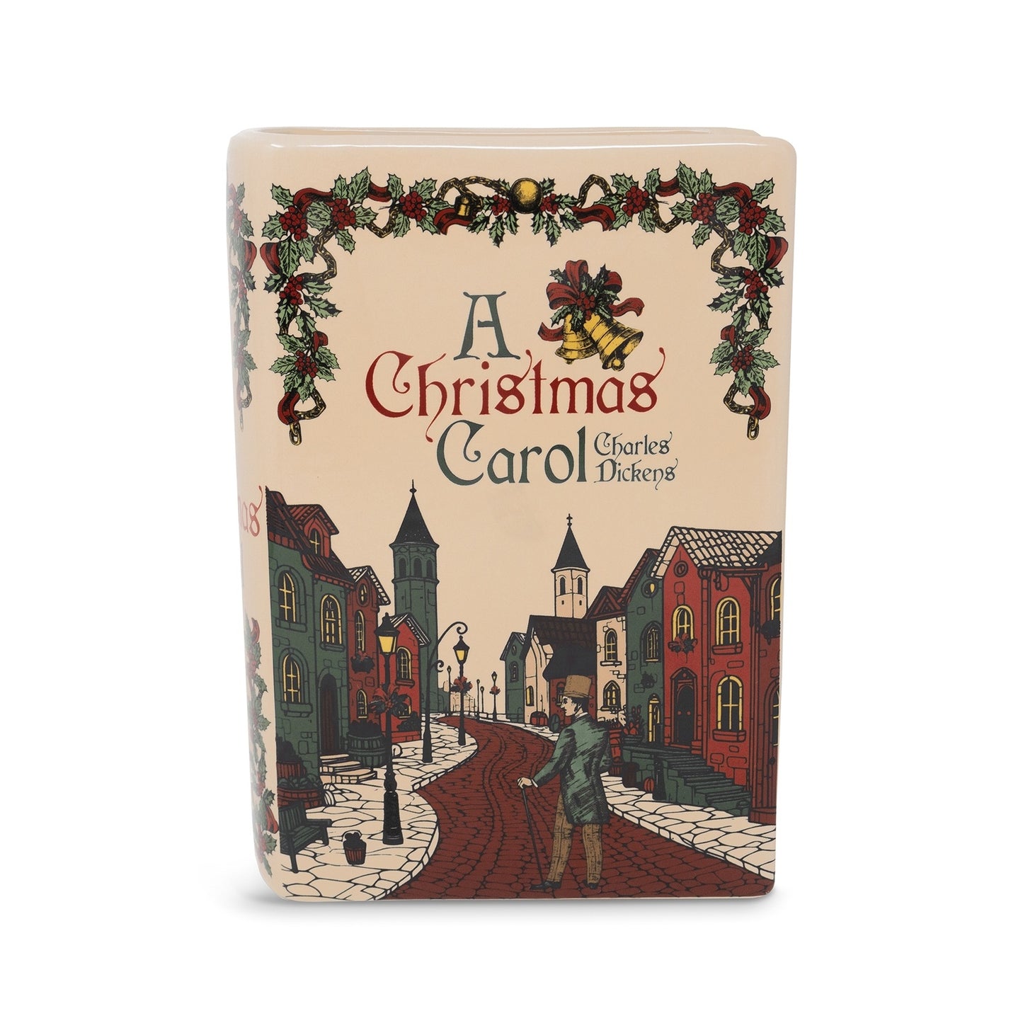 Charles Dickens A Christmas Carol Book-Themed Ceramic Holiday Flower Vase