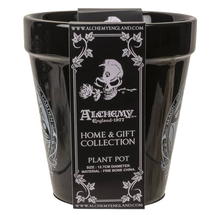 Alchemy England Gothic Planter Black Ceramic Herb and Flower Pot Toadstool Magic