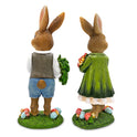 Harvest and Bloom Country Bunny Pair Figurine, 8" Rabbit Garden Statue Set