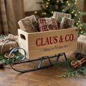 Claus & Co. 12" Wood Christmas Sleigh Crate – Primitive Farmhouse Holiday Decor