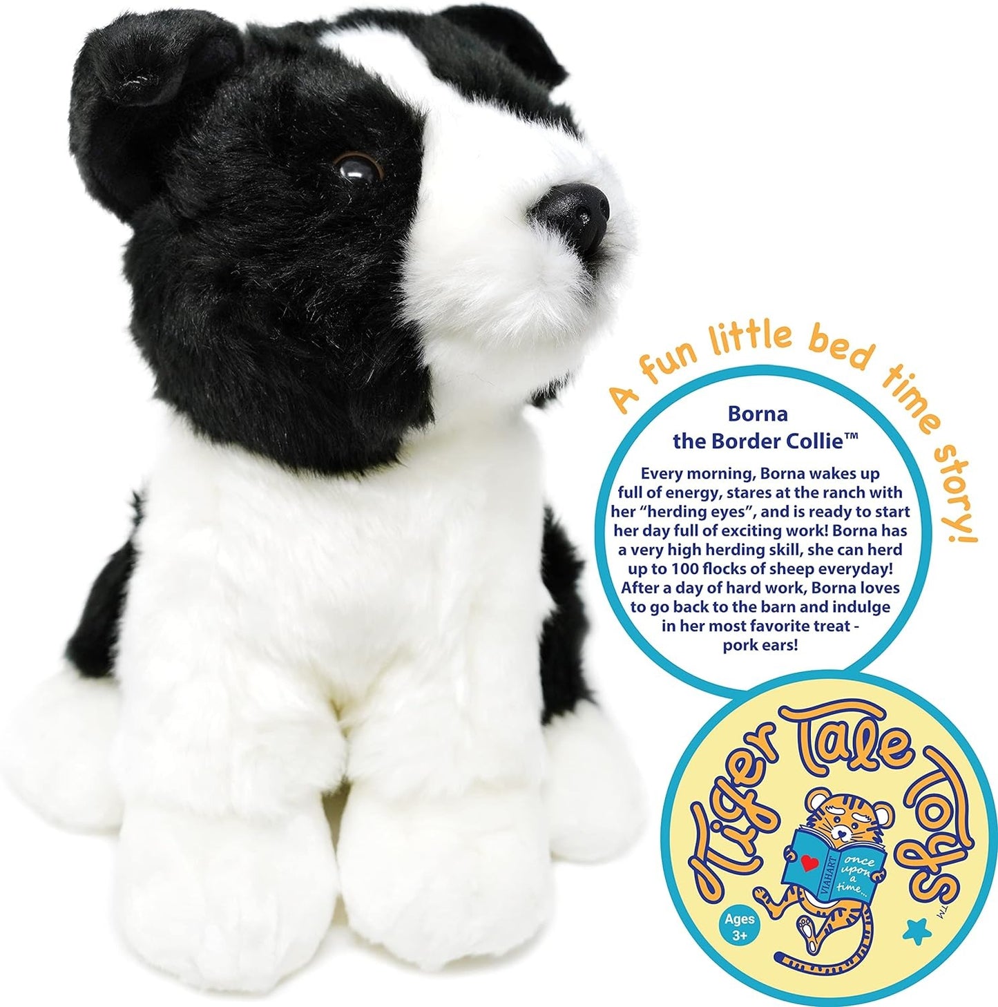 Borna The Border Collie, 11" Stuffed Animal Plush Puppy Dog Viahart