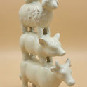 Stacked Farm Animals Ceramic Figurine Country Rustic Rooster Sheep Pig Cow 7"