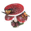 Whimsical 9" Red Toadstool Mushroom Garden Figurine with Monarch Butterflies