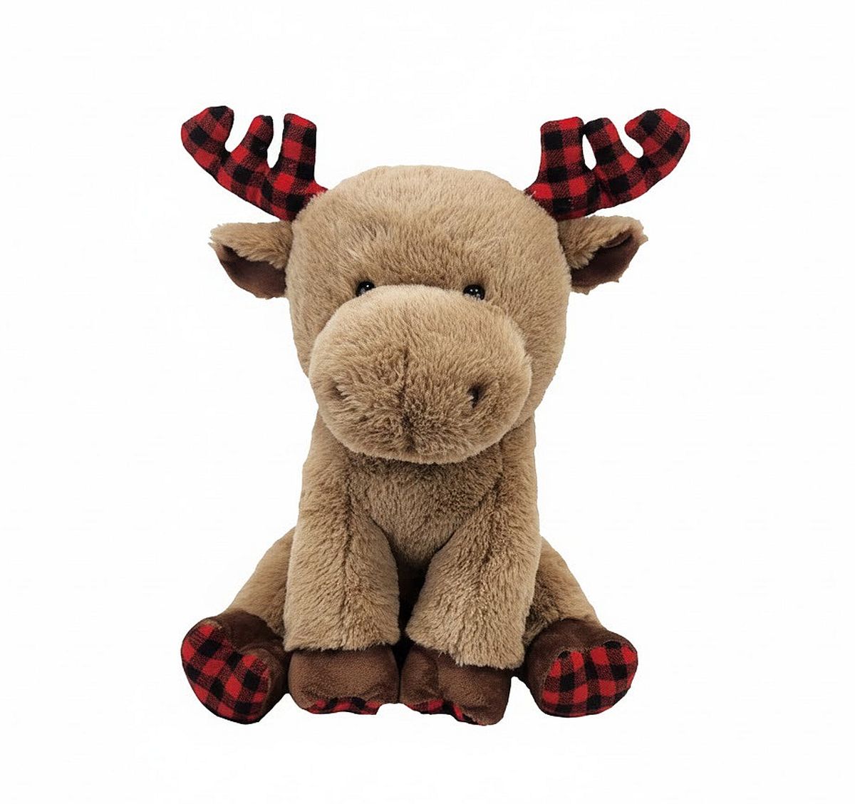Beverly Hills Teddy Bear Co. Large Winter Cozies Plaid Monty Moose, 14" Plush