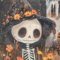 The Skeleton’s Secret Garden Halloween Wood Framed Wall Art, 11.75" X 9.5"