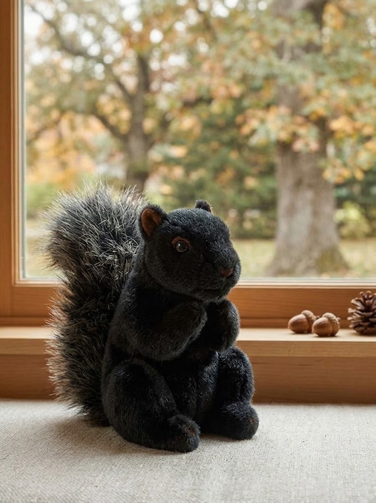 Acorn Black Plush Squirrel, 7" Woodland Stuffed Animal by Bearington Collection
