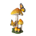 Whimsical 13-Inch Golden Mushroom Garden Figurine with Monarch Butterflies
