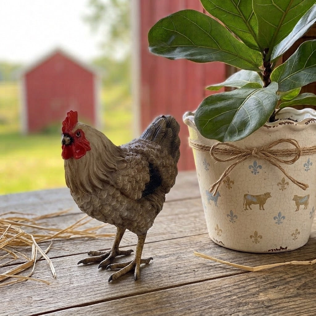 Miniature Chicken 5" Figurine – Rustic Country Farmhouse Home & Garden Decor