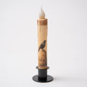 Crows on Fence Post Panorama 7" Led Timer Taper Candle and Black Holder Set