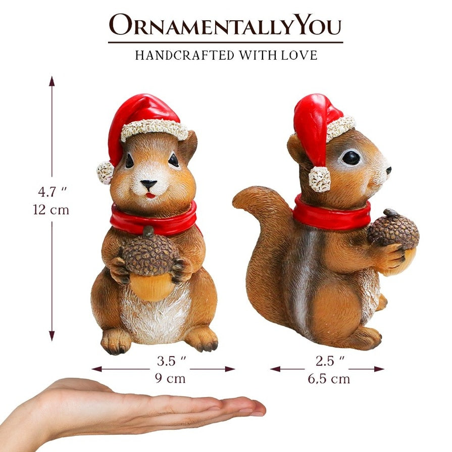 Festive 5" Christmas Santa Chipmunk Figurine, Winter Woodland Holiday Decor