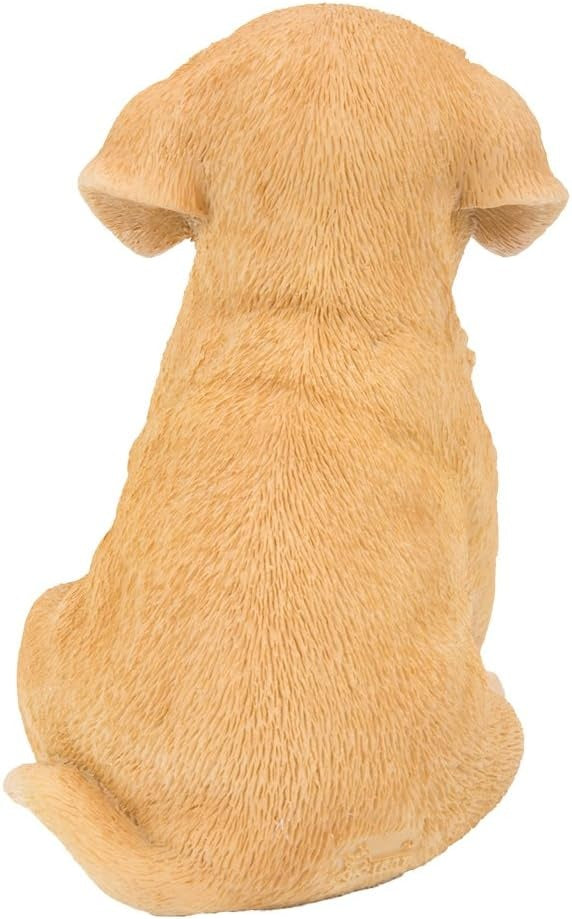 Adorable Seated Yellow Labrador Puppy Dog Collectible Resin Figurine, 6.5 inch