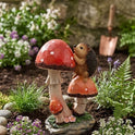 Cute Solar LED Hedgehog & Mushrooms Garden Statue, Woodland Animal Yard Decor