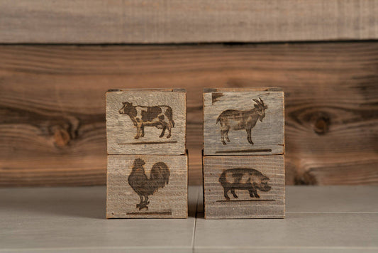 Handmade Reclaimed Wood Mini Farm Animal Planters, Cow, Rooster, Pig OR Goat