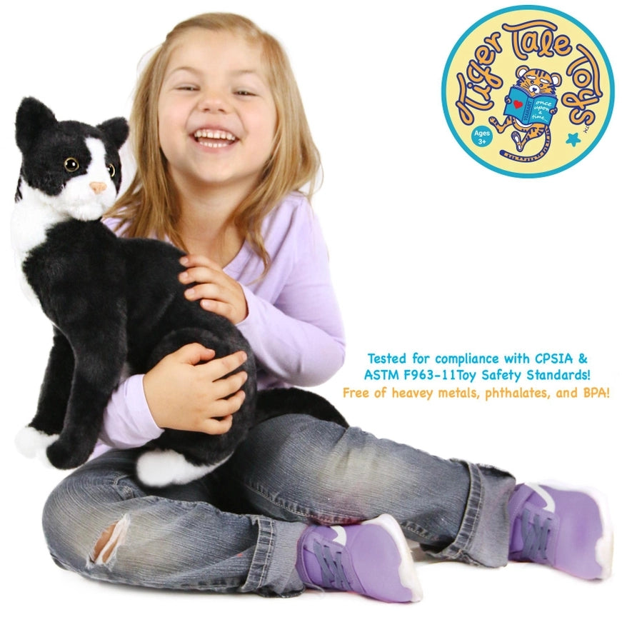 Tate The Tuxedo Black and White Kitty Cat, 14" Plush Stuffed Animal