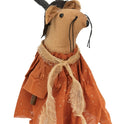 Primitive Halloween Folk Art Witch Mouse Doll with Fabric Orange Dress and Broom