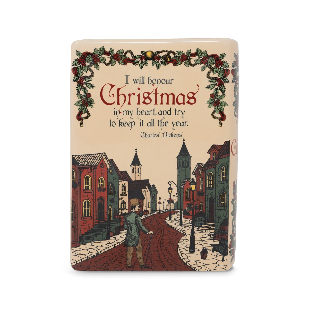 Charles Dickens A Christmas Carol Book-Themed Ceramic Holiday Flower Vase