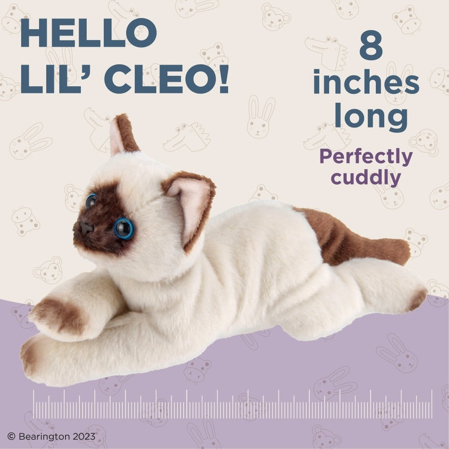 Bearington Collection Lil' Cleo the Siamese Cat, Kitten Plush 8" in Box