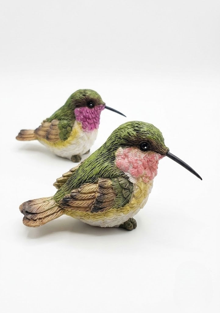 Perched Sitting Hummingbird Miniature Resin Colorful Figurines, Set of 4