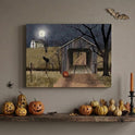 Sleepy Hollow Bridge by Billy Jacobs Framed Halloween Canvas Wall Art, 12" X 16"