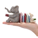 Elephant and Bunny Rabbit Reading Miniature Resin 4" Figurine