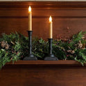 Primitive 8.5" Black Metal Chamberstick Candle Holder with Timer Taper Candle