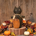 Trick or Treat Primitive Fabric and Plush Halloween Black Cat Prim Doll