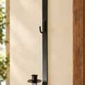 Black Iron 18" Wall Mount Hand-Crafted Holiday Wreath & Taper Candle Holder