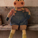 Barnyard Farmhouse Friends Dangle Legs Cow 12" Plush Fabric Shelf Sitter