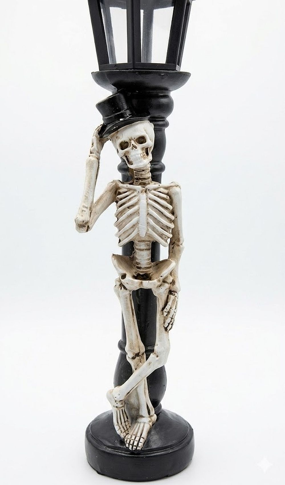 Halloween Top Hat Skeleton 12" Victorian Gothic Lamp Post with Light