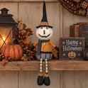 Primitive Halloween Pumpkin Shelf Sitter with Rusty Brown Top and Dangly Legs