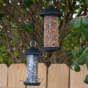 Set of 2 Hanging Metal Bird Feeders, 8" Peanut Mesh & Seed Tube Backyard Garden