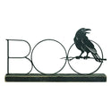 Black Crow Perch Boo Sign Halloween Metal and Wood Shelf Decor