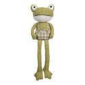 Large Plush Whimsical Frog with Plaid Overalls Weighted 23.5" Shelf Sitter