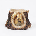 Woodland Squirrel in Tree Stump Planter, Small Rustic Faux Wood Resin Garden Pot