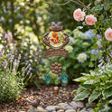 Vintage Bronze Metal, Acrylic Frog, Butterfly and Sunflower 22" Wind Chime