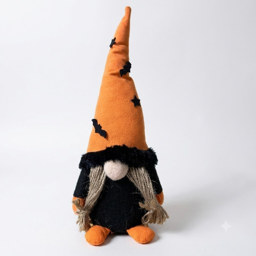 Halloween Girl Gnome 11" Fabric Figurine, Spooky Bats Autumn Tiered Tray Decor