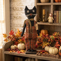 Oliver Standing Black Cat with Pumpkin Bag Trick or Treat Primitive Doll - 20"H