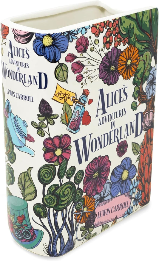 Alice in Wonderland Floral Nonsense Decorative Ceramic Book Themed Flower Vase