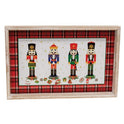 Holiday Nutcracker Wood Serving Tray Festive Plaid Christmas Home Decor