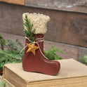 Primitive Wood Stocking Sitter W/Pine & Rusty Star6" Mini Christmas Decor