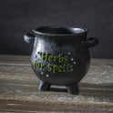 Herbs For Spells Small Witches Cauldron Plant Pot, Black Cold Resin Planter