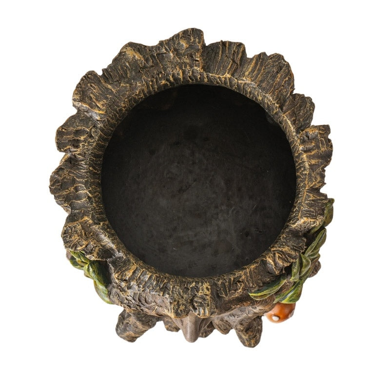 Enchanted Gaia Spirit Planter, 6" Floral Forest Goddess Tree Ent Sculpture