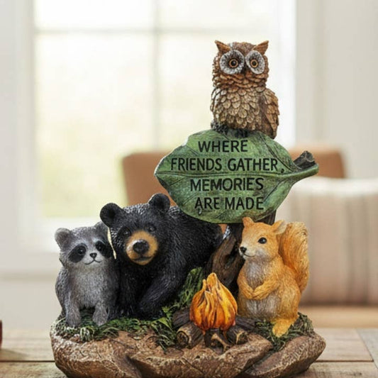 Forest Animals 'Where Friends Gather Memories are Made' Small Resin 6" Figurine