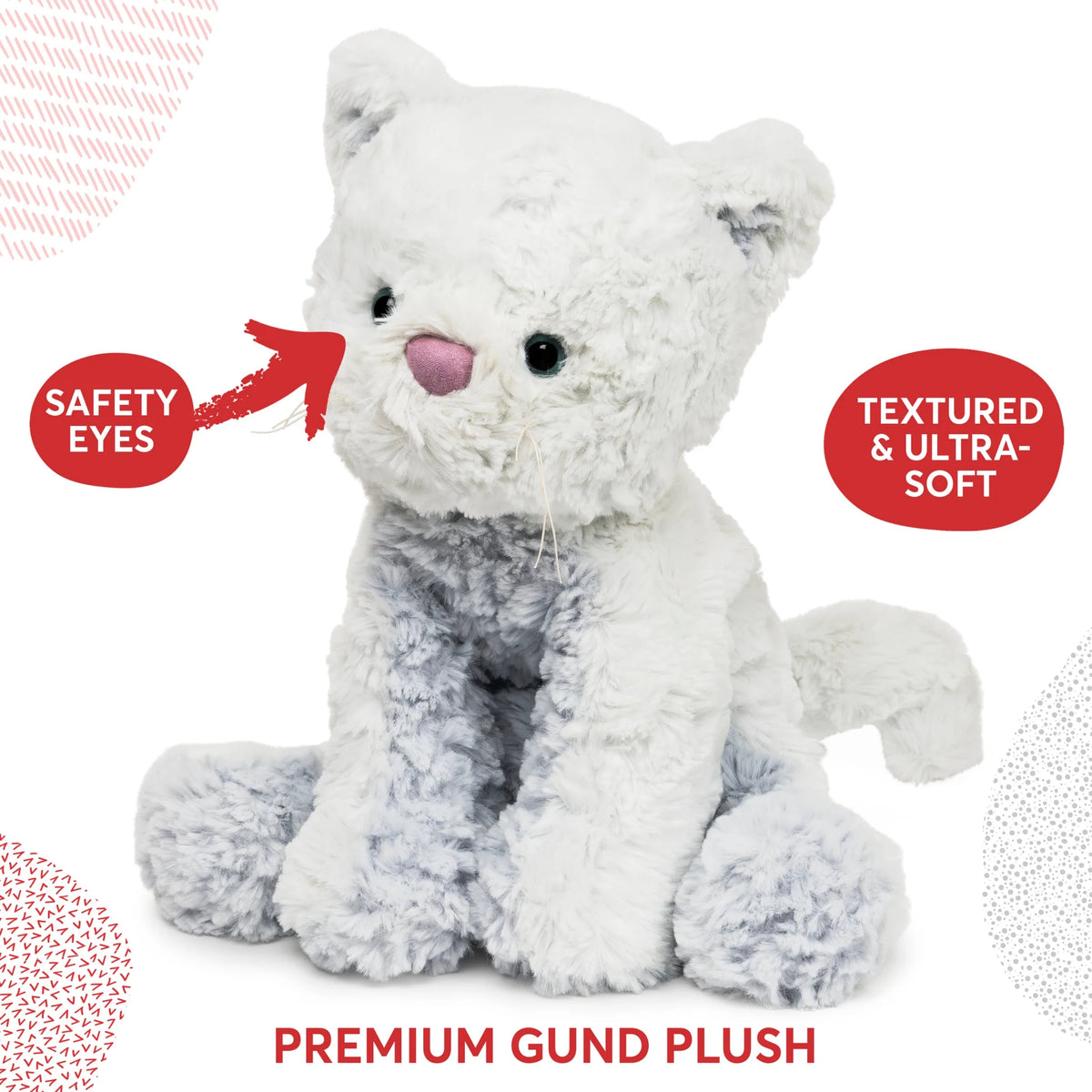 Gund Cozys Collection Cat Stuffed Animal Plush, White and Gray, 10"