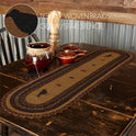 Braided Jute Oval Table Runner 13" x 48" Primitive Crow Star Colonial Folk Art – styled setting