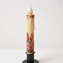 Rustic Primitive Bird & Floral 7" Timer Taper Candle with Black Metal Holder