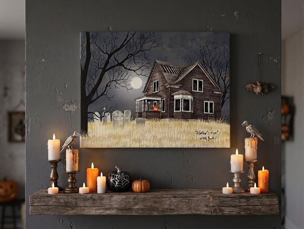 Hallow's Eve by Billy Jacobs Framed Canvas Halloween Wall Art, 12" X 16"
